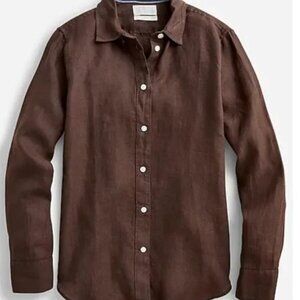 J. Crew slim fit Baird McNutt Irish Linen shirt- Size 4- Chocolate Brown